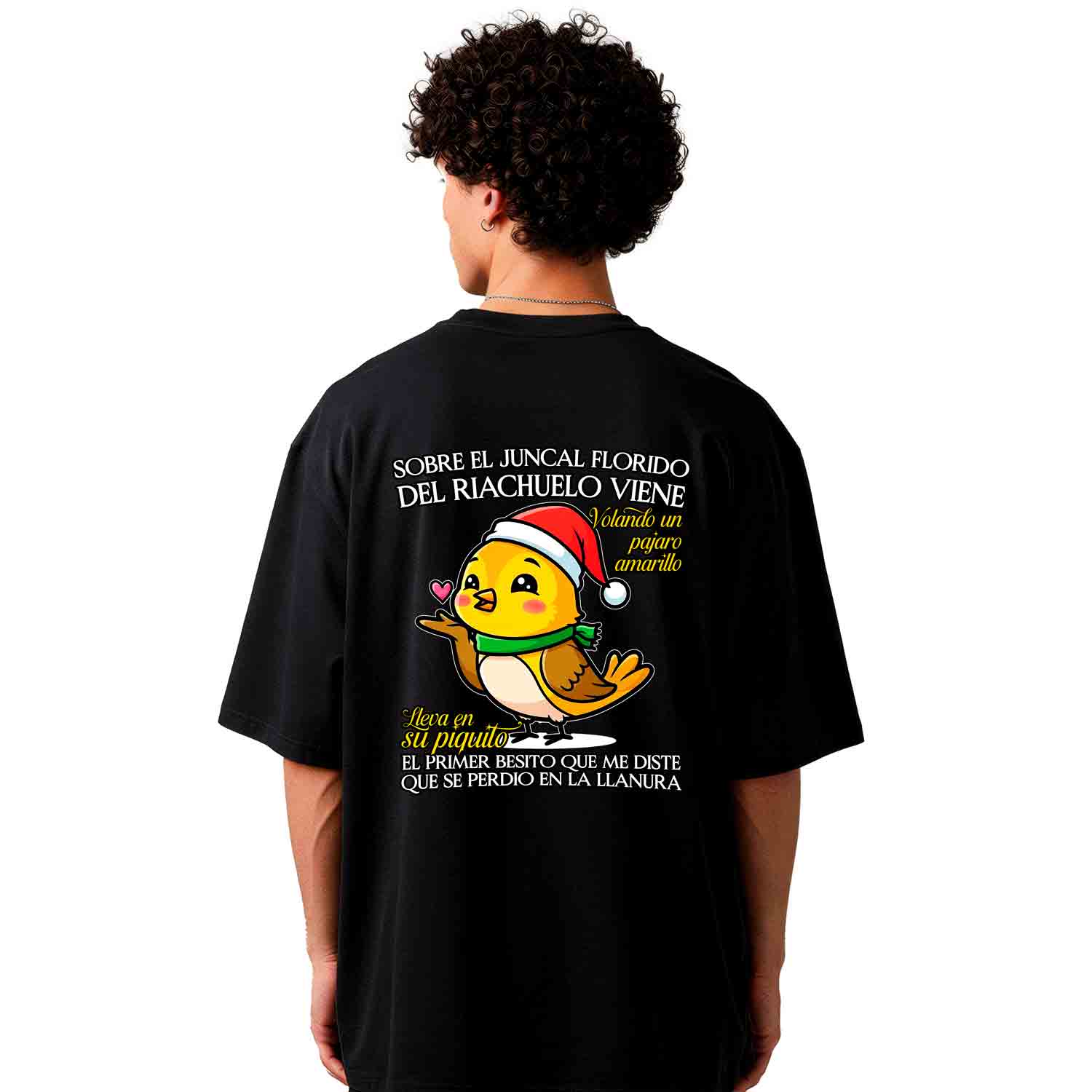 SOBRE EL JUNCAL FLORIDO DEL RIACHUELO VIENE VOLANDO UN PÁJARO AMARILLO.