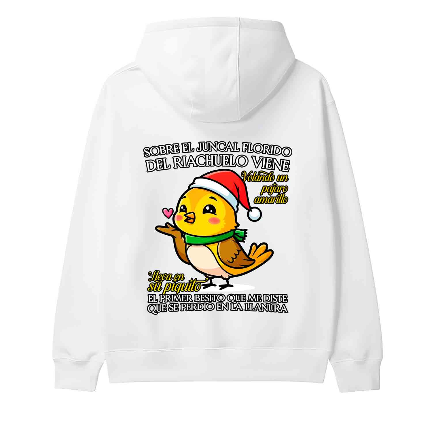 SOBRE EL JUNCAL FLORIDO DEL RIACHUELO VIENE VOLANDO UN PÁJARO AMARILLO.